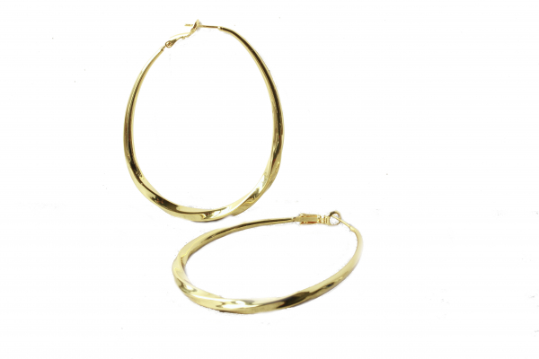 Ohrringe Creolen oval echt vergoldet als sehr große Statement Ohrringe als glänzendes Geschenk für die Frau